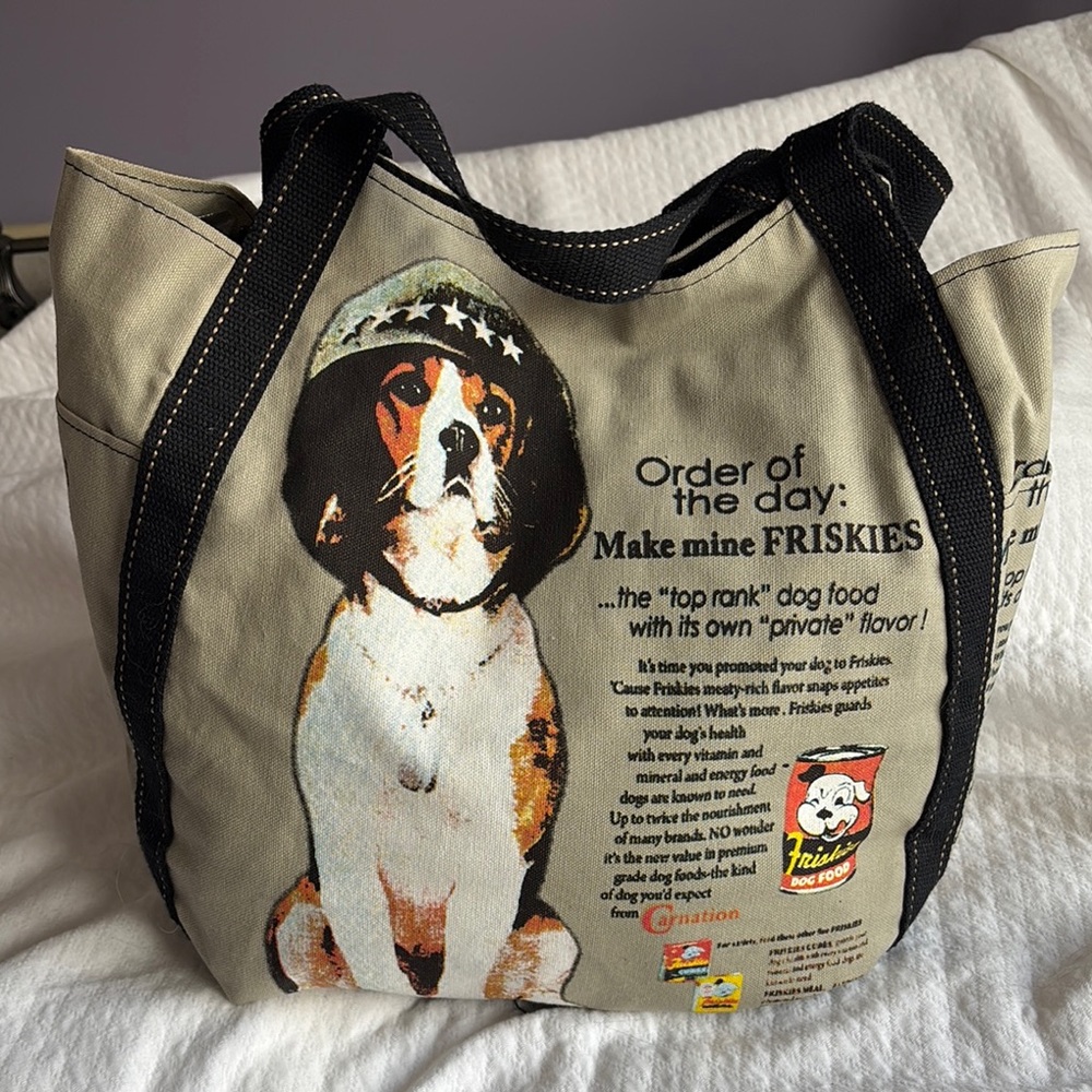 Fun Tote with Beagle wearing a Helmet Promoting Friskies Dog Food